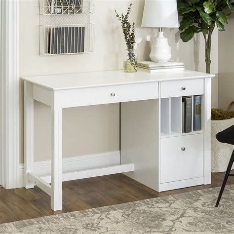 white aesthetic desk|elegant solid wood desk white.